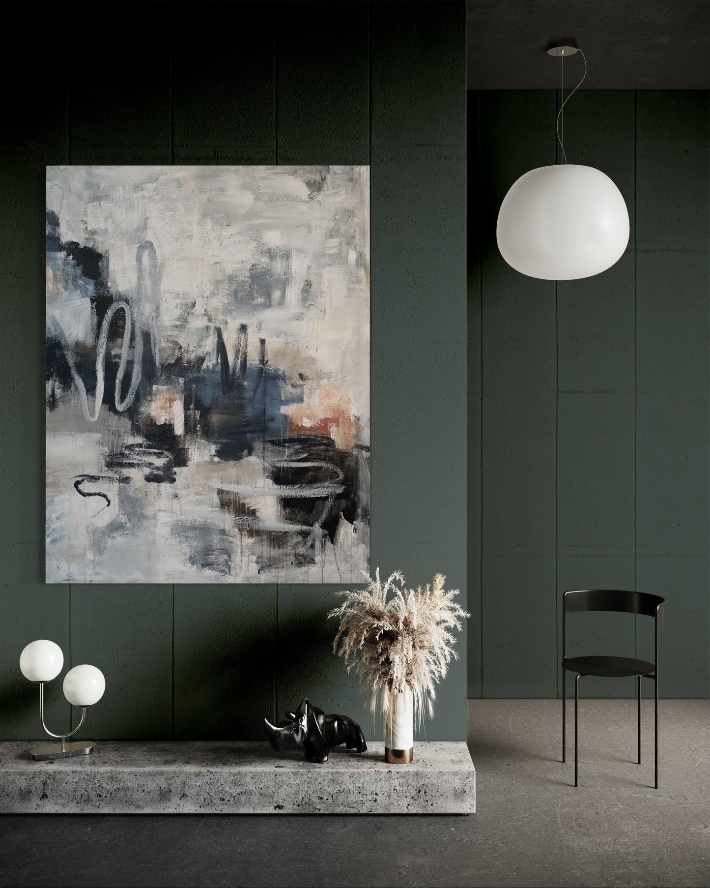 Galleri Breiland selger moderne abstrakte malerier. Maleriet er i blå og jordtoner og utstråler energi og gir hjemmet eller hytten et unikt preg.