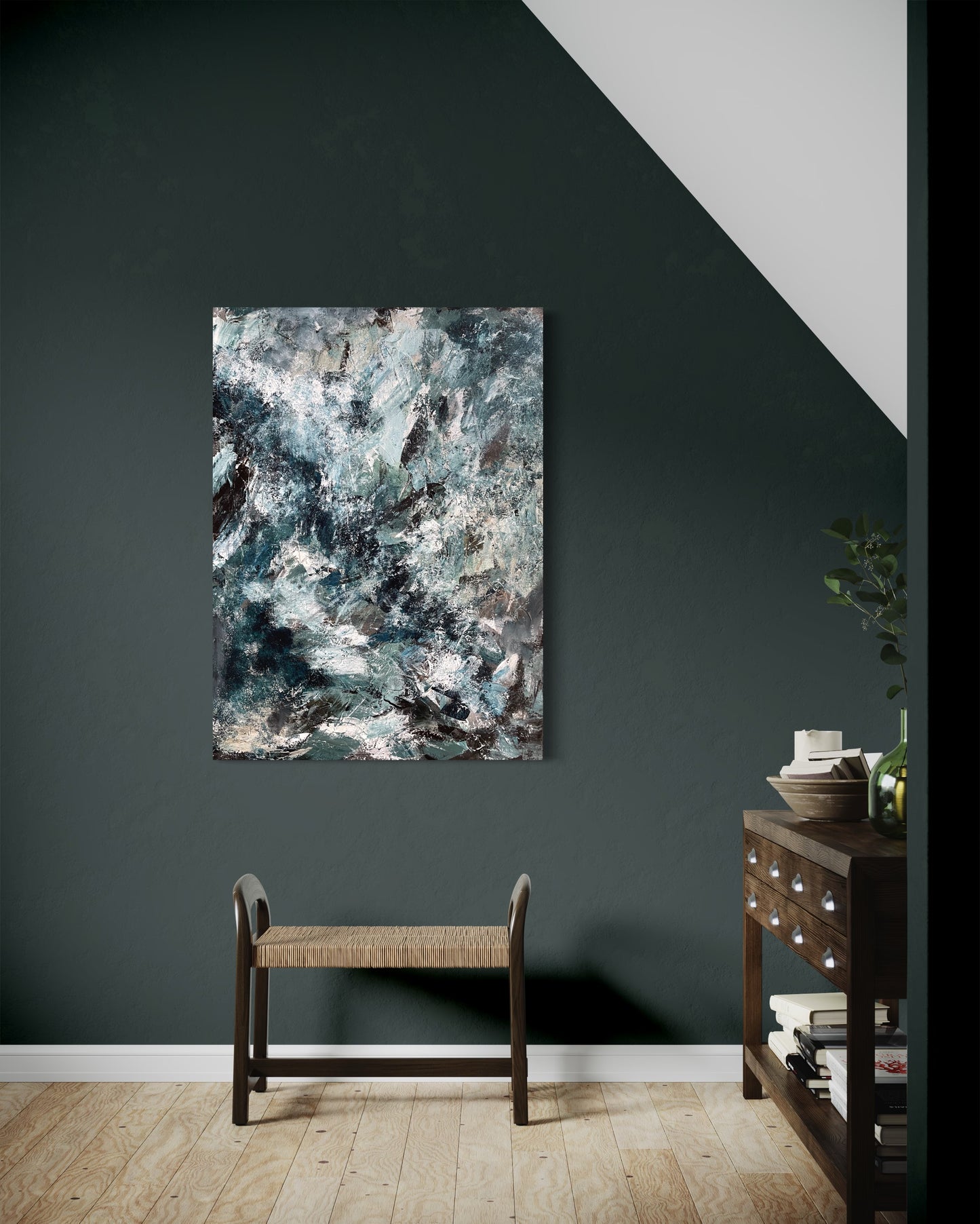 Teksturert overflate i Vårløsning- håndmalt kunst fra Oslo.