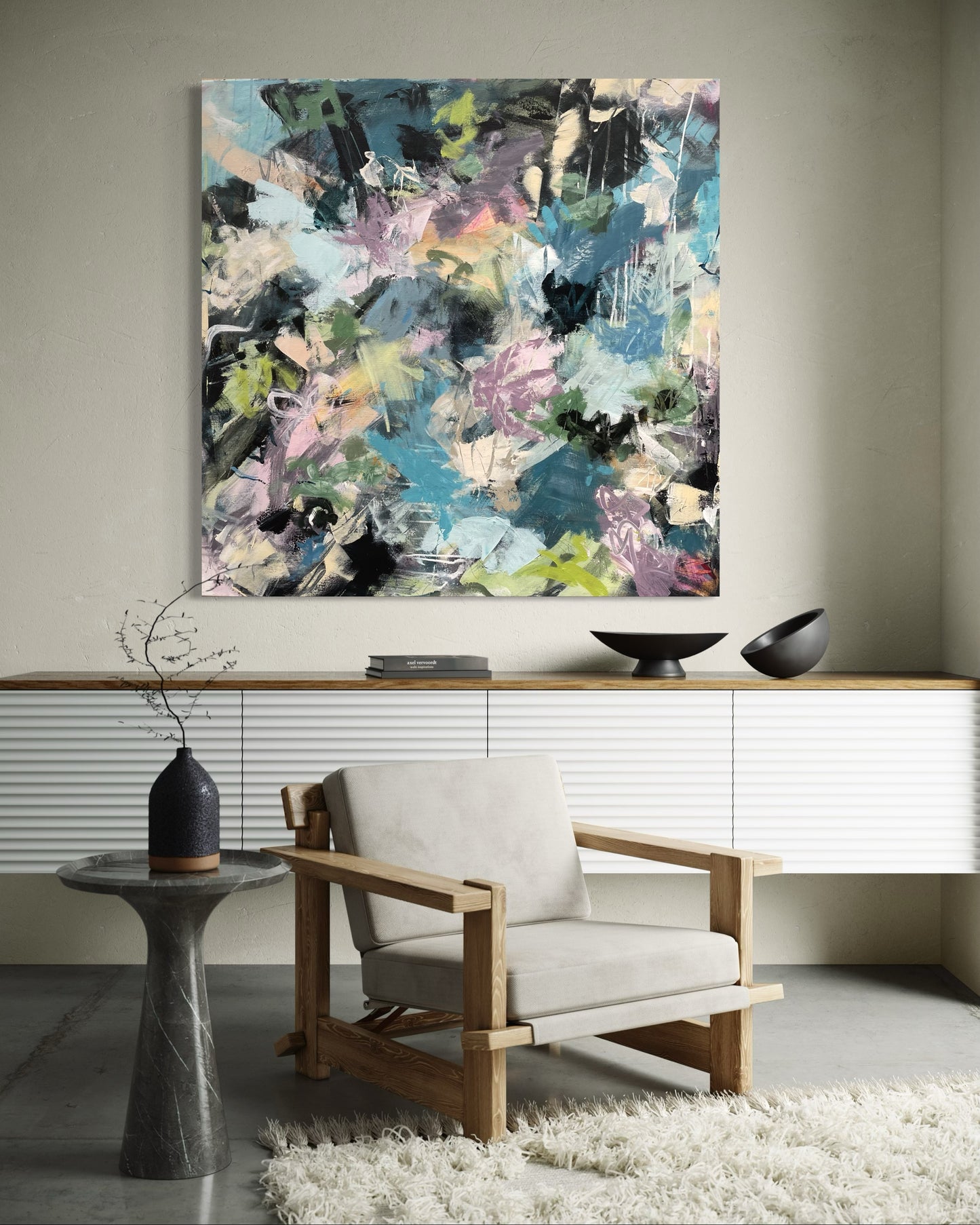 Abstrakt maleri med energisk farger - Oslo- interiør til hjemmet