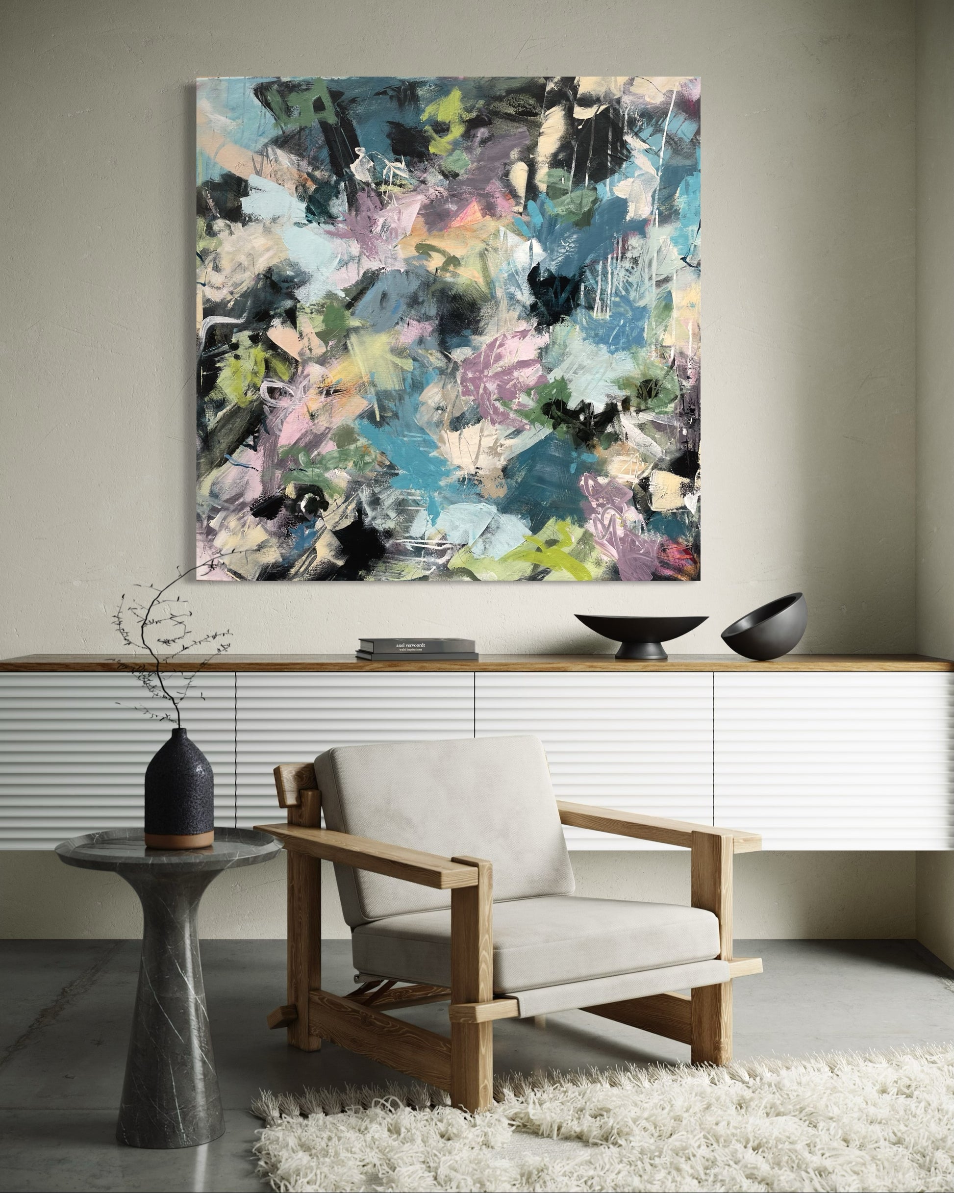 Abstrakt maleri med energisk farger - Oslo- interiør til hjemmet