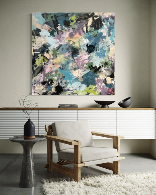 Abstrakt maleri med energisk farger - Oslo- interiør til hjemmet