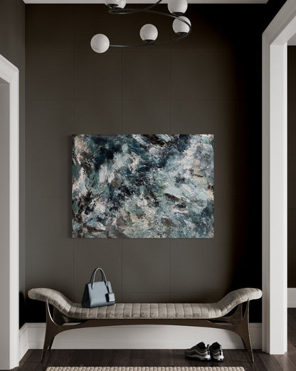 Abstrakt maleri-bilde- blå toner- håndmalt kunst fra Oslo