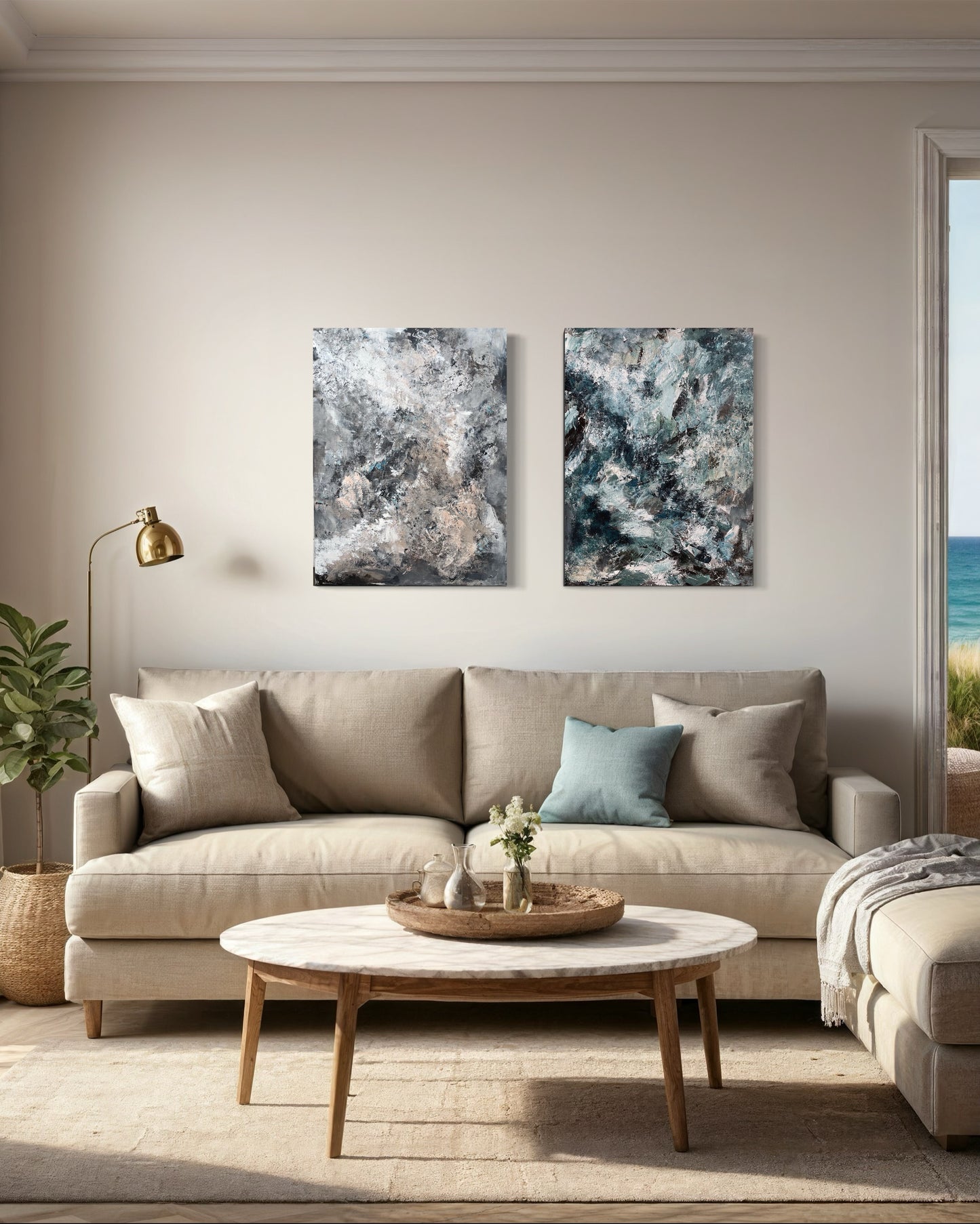 Vårløsning-abstrakt maleri på vegg-moderne kunst til stue